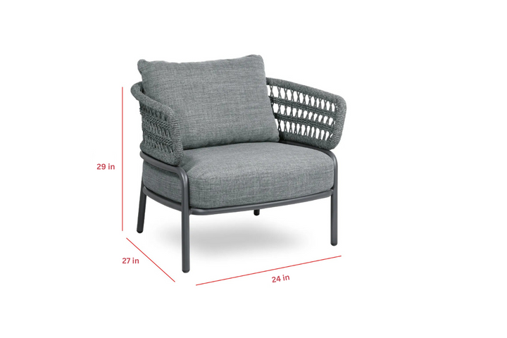 Hauwa Outdoor Garden Balcony Sofa Set 2 Seater , 2 Single Seater 1 Center Table Set Braid & Rope (Dark Grey)