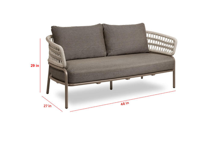 Kodjo Outdoor Garden Balcony Sofa Set 2 Seater , 2 Single Seater 1 Center Table Set, Braid & Rope (Taupe + Beige)