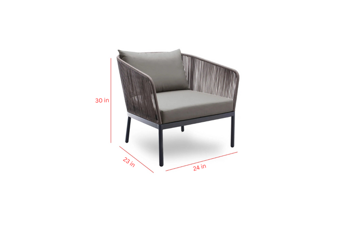 Rafail Outdoor Garden Balcony Sofa Set 3 Seater , 2 Single Seater 2 Center Table Set Braid & Rope (Dark Grey)