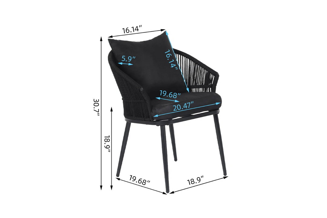 Aina Outdoor Patio Seating Set 2 Chairs Set Braid & Rope