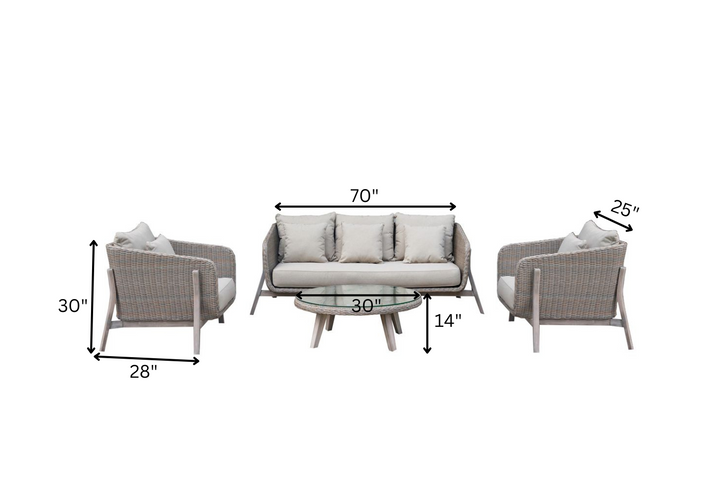 Belinda Outdoor Garden Balcony Sofa Set 3 Seater , 2 Single Seater and 1 Center Table Set (Grey)