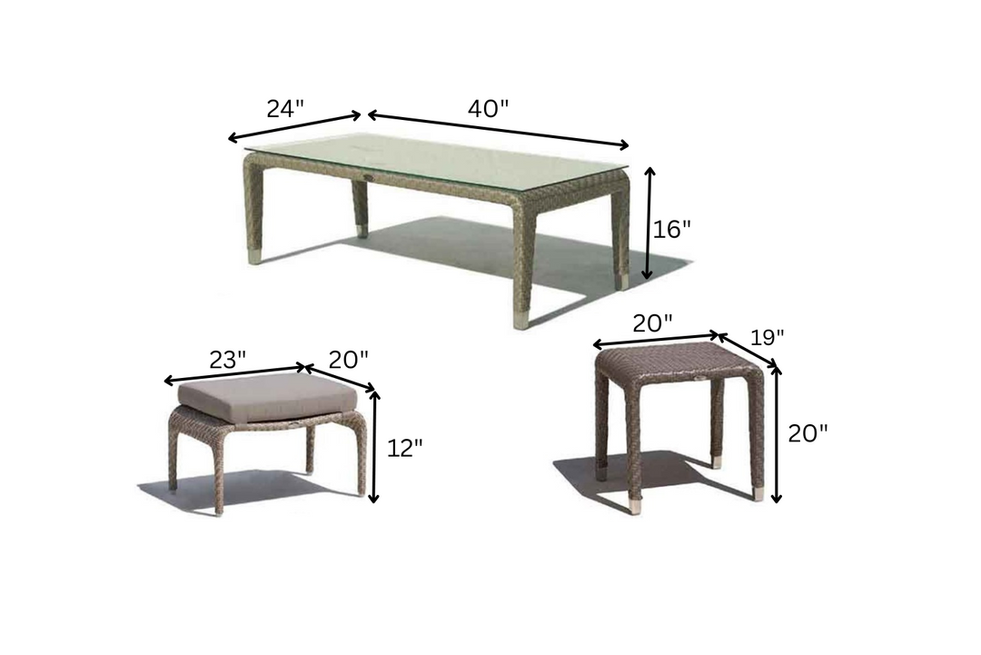 Bart Outdoor Garden Balcony Sofa Set  3 Seater , 2 Seater ,2 Single Seater and 1 Center Table With 1 Side Table and 1 Ottoman Set (Grey)
