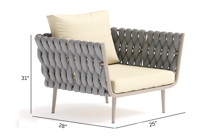 Bifrox Outdoor Garden Balcony Sofa Set 2 Seater, 2 Single seater and 1 Center Table  Set, Braid & Rope (Beige + Grey)