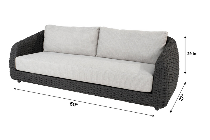 Deskoy Outdoor Garden Balcony Sofa Set 2 Seater, 2 Single seater and 1 Center Table Set, Braid & Rope (Black)