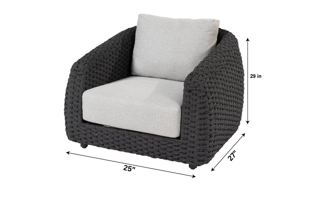 Deskoy Outdoor Garden Balcony Sofa Set 2 Seater, 2 Single seater and 1 Center Table Set, Braid & Rope (Black)