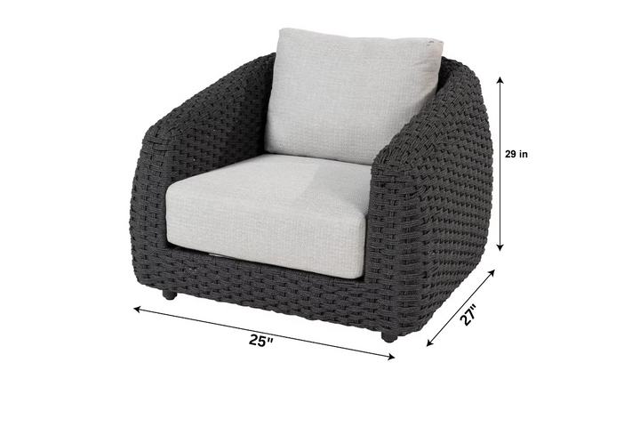 Deskoy Outdoor Garden Balcony Sofa Set 2 Seater, 2 Single seater and 1 Center Table Set, Braid & Rope (Black)