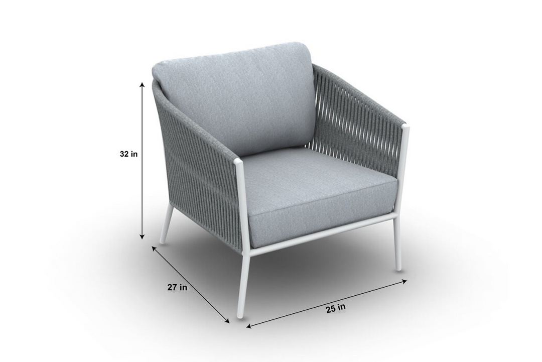 Cosset Outdoor Garden Balcony Sofa Set 2 Seater and 2 Single Seater With 2 Center Table and 1 Side Table Set, Braid & Rope (White + Grey)