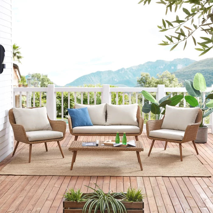 Wagner Outdoor Sofa Set 2 Seater , 2 Single seater and 1 Center Table (Brown + Beige)