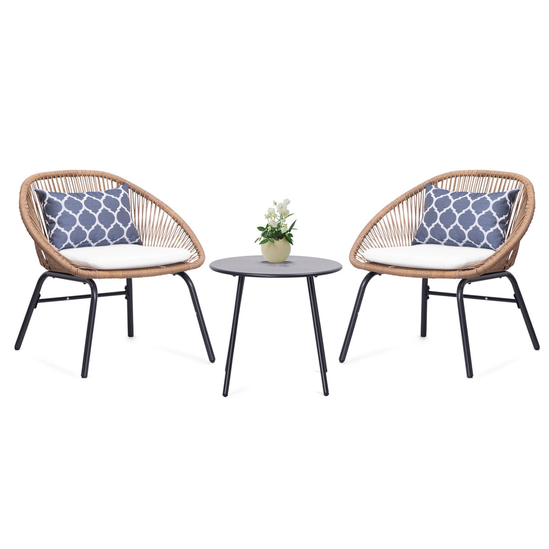 Pyros Outdoor Patio Seating Set 2 Chairs and 1 Table Set (Khaki)