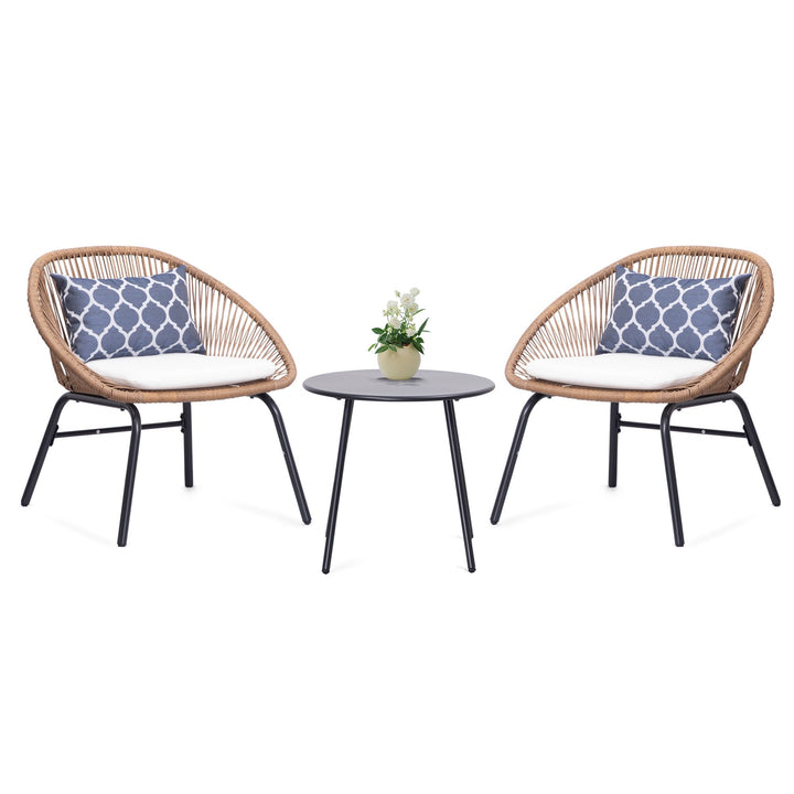 Pyros Outdoor Patio Seating Set 2 Chairs and 1 Table Set (Khaki)