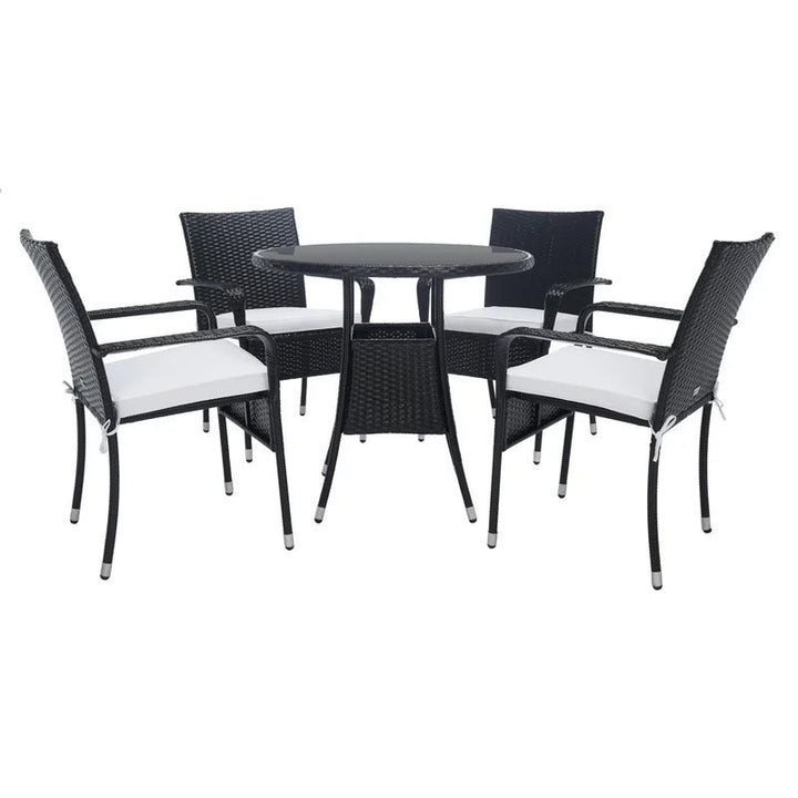 Yurick Outdoor Patio Seating Set 4 Chairs and 1 Table Set (Black)