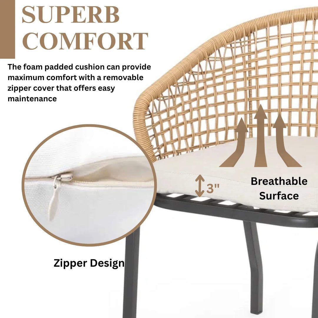 Clementine 3 Piece Garden Outdoor Rope Patio Set