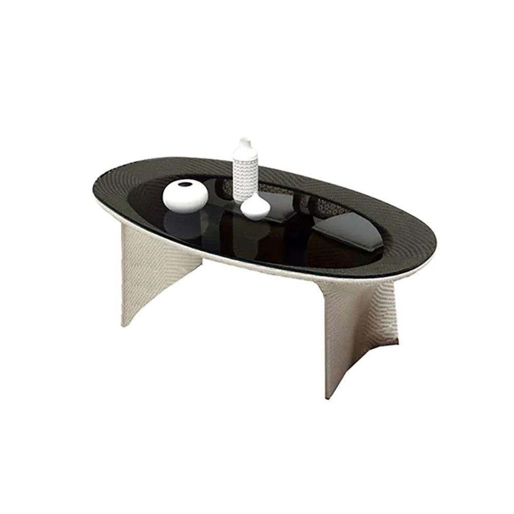 Modero Outdoor Patio Seating Set 6 Chairs and 1 Table Set (Tan + White)