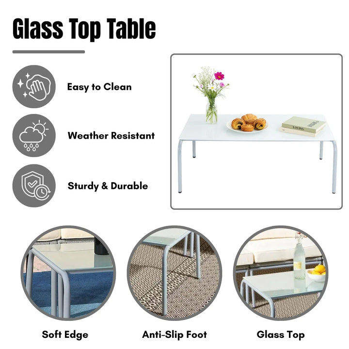 Adele Outdoor Grey Rope L-Shape All Weather Sectional Sofa Set