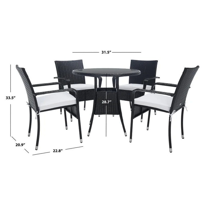 Yurick Outdoor Patio Seating Set 4 Chairs and 1 Table Set (Black)
