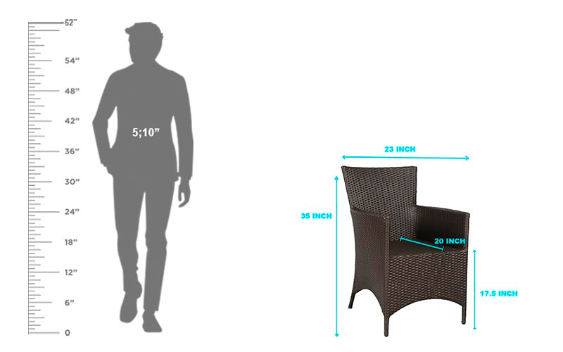 Kaddu Outdoor Patio Seating Set 4 Chairs and 1 Table Set (Dark Brown)