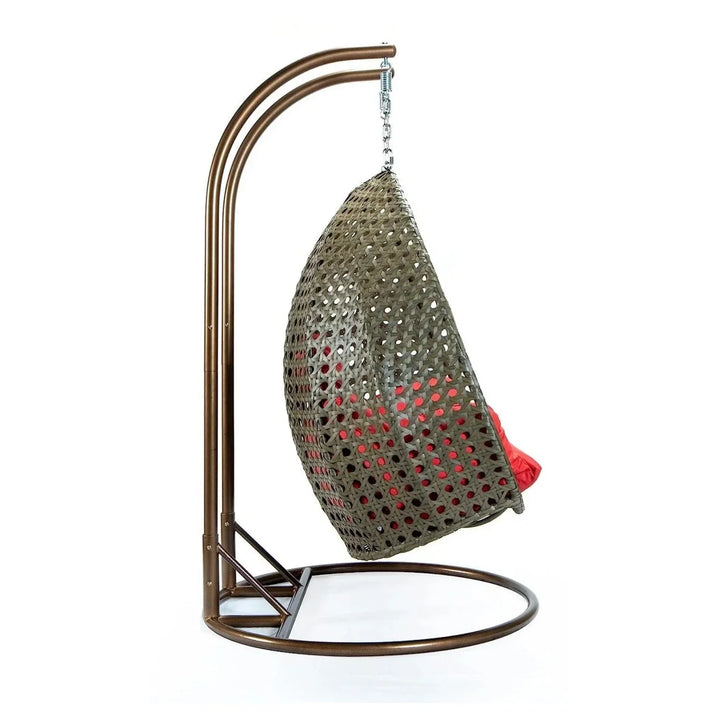Fen Double Seater Hanging Swing Chair (Dark Brown/Red)