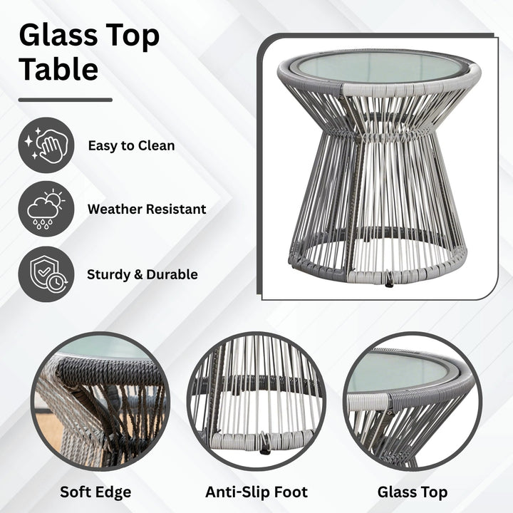 Elara Outdoor Rope Double Tone 3-Piece Patio Set