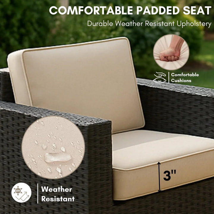 Yashasvi Outdoor 5 Piece HDPE Wicker Conversation Sofa Set