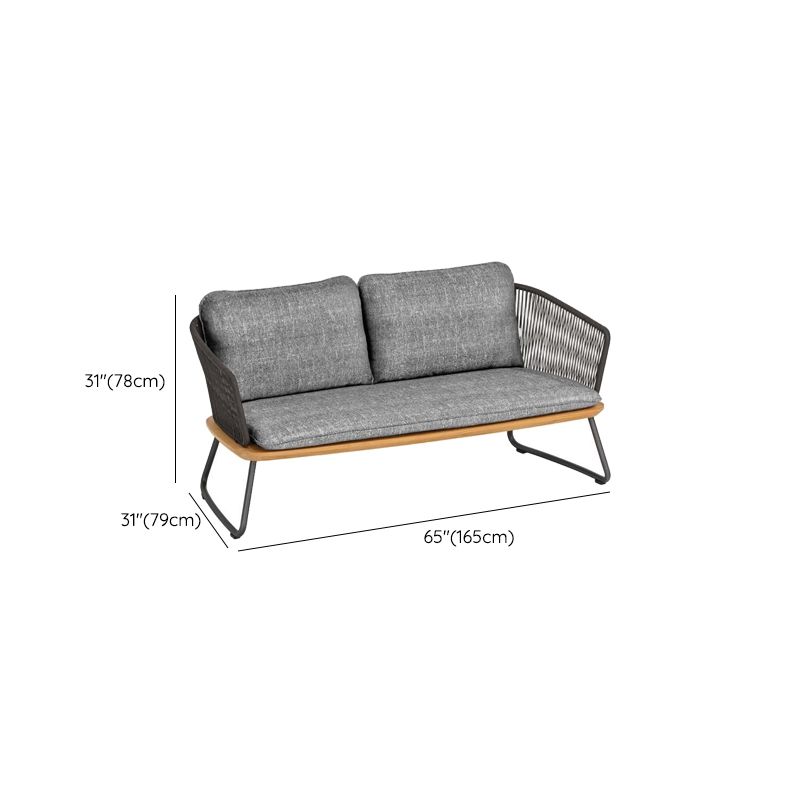 Reevo Outdoor Garden Balcony Sofa Set 2 Seater , 2 Single Seater 1 Center Table Set (Dark Grey) Braided and Rope
