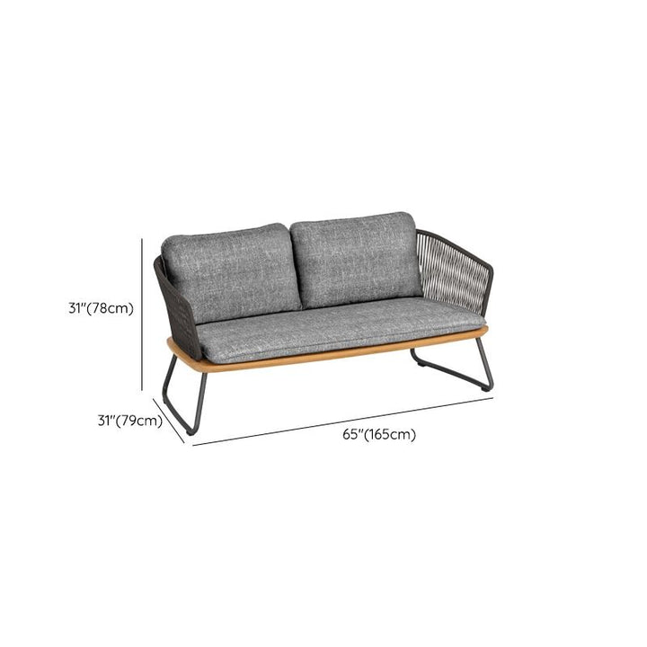 Reevo Outdoor Garden Balcony Sofa Set 2 Seater , 2 Single Seater 1 Center Table Set (Dark Grey) Braided and Rope