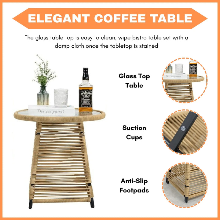 Harlow Outdoor Rope 3-Piece Patio Set