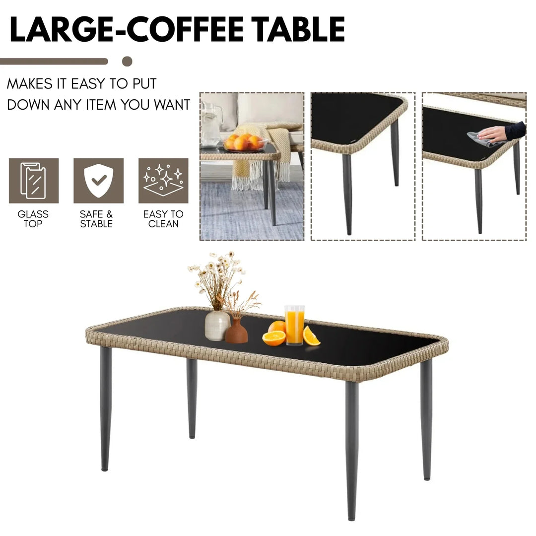 Juno Outdoor Rope Conversation Patio Sofa Set (Beige/Cream)