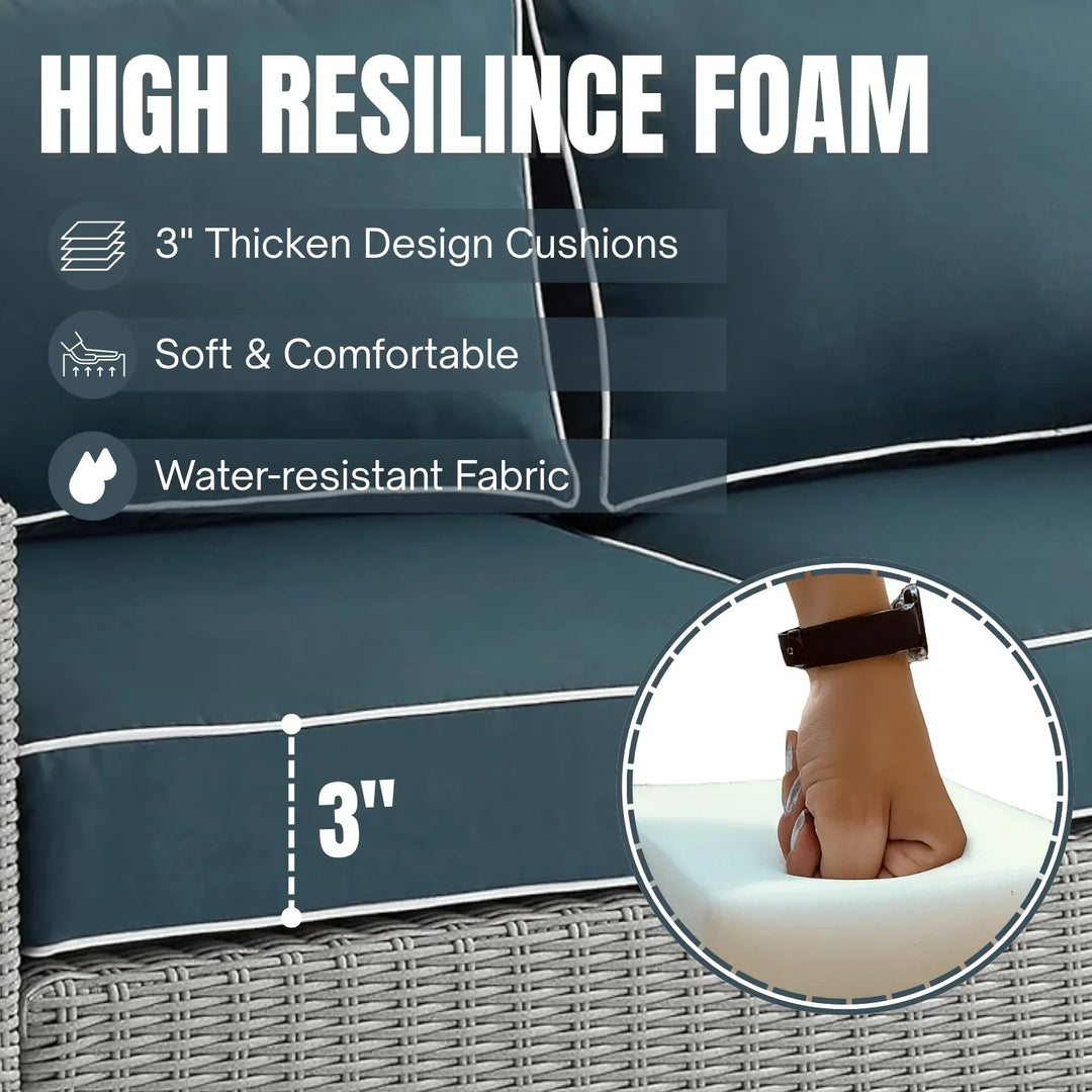 Zoe 4 Pieces Patio Furniture Set, Outdoor Sectional Sofa