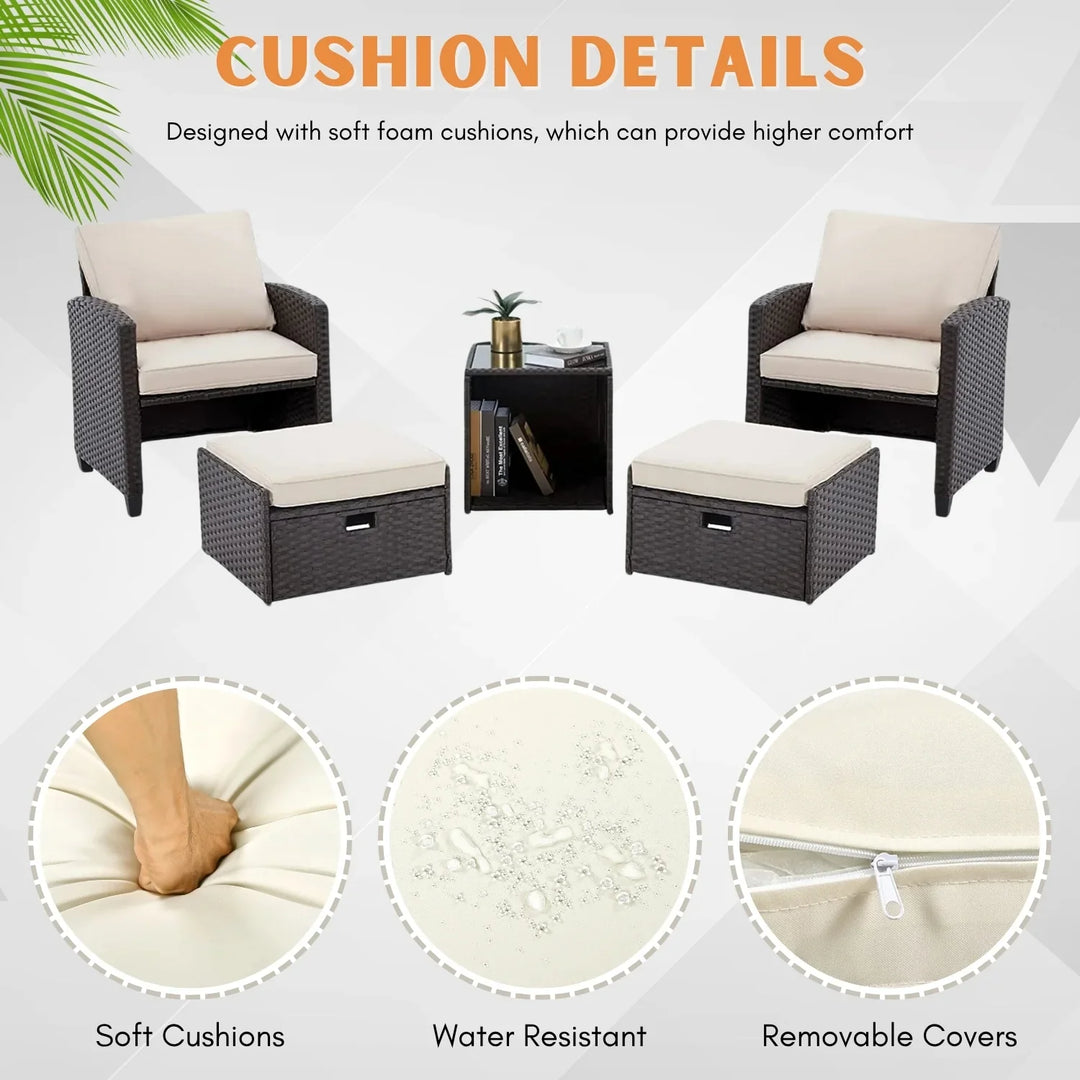 Verónica 5 Piece Outdoor Patio Wicker Furniture Set