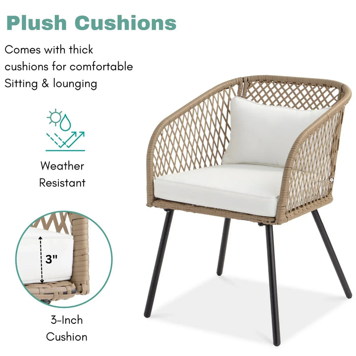 Ottilie Outdoor Wicker 3-Piece Patio Set