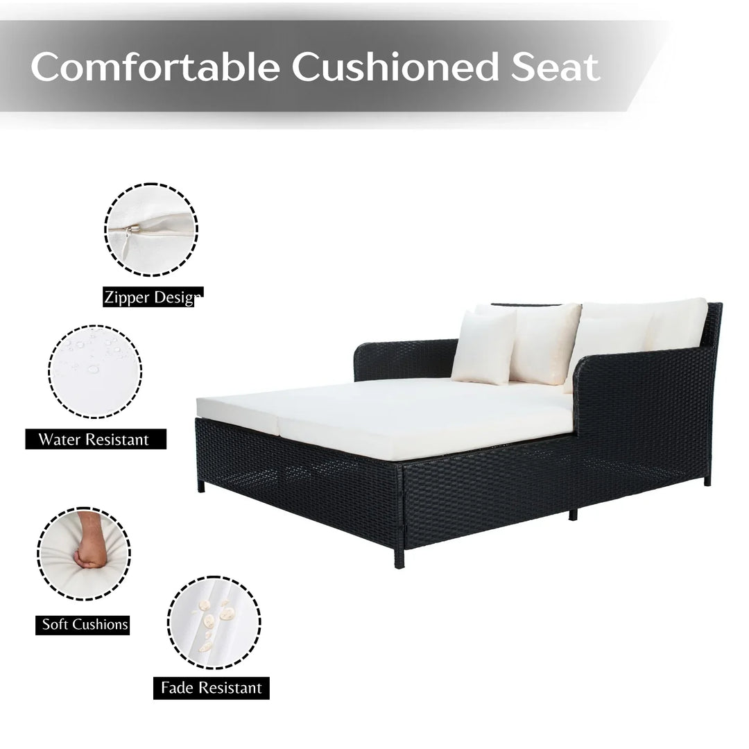 Katinka Outdoor Patio Double Seater Daybed For Garden, Poolside