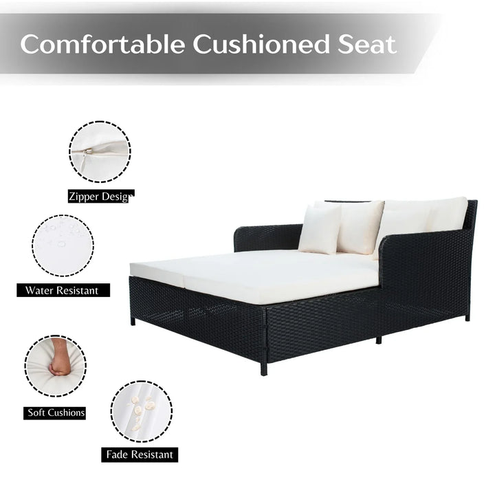 Katinka Outdoor Patio Double Seater Daybed For Garden, Poolside