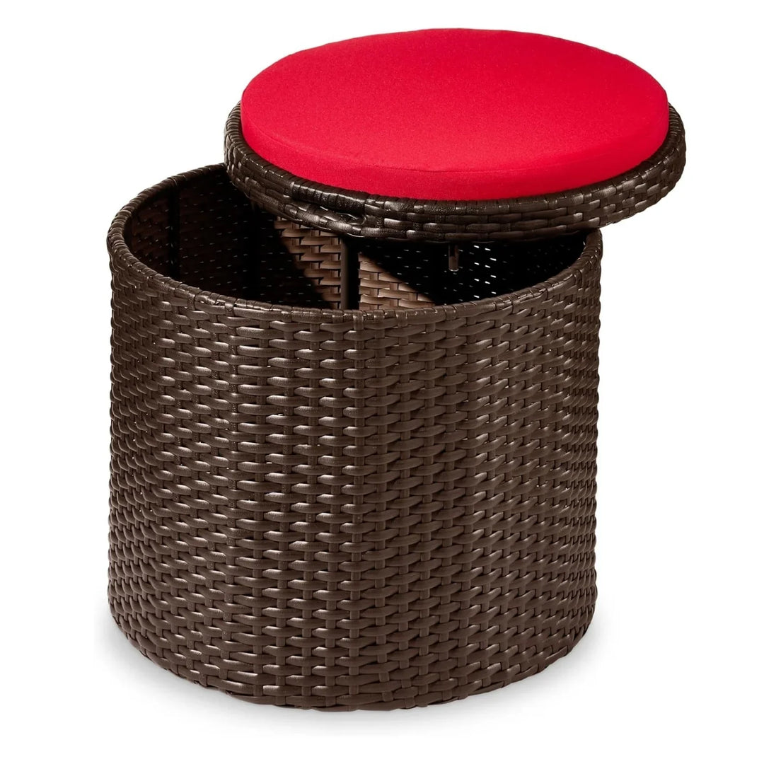 Round Wicker Ottoman for Patio & Backyard
