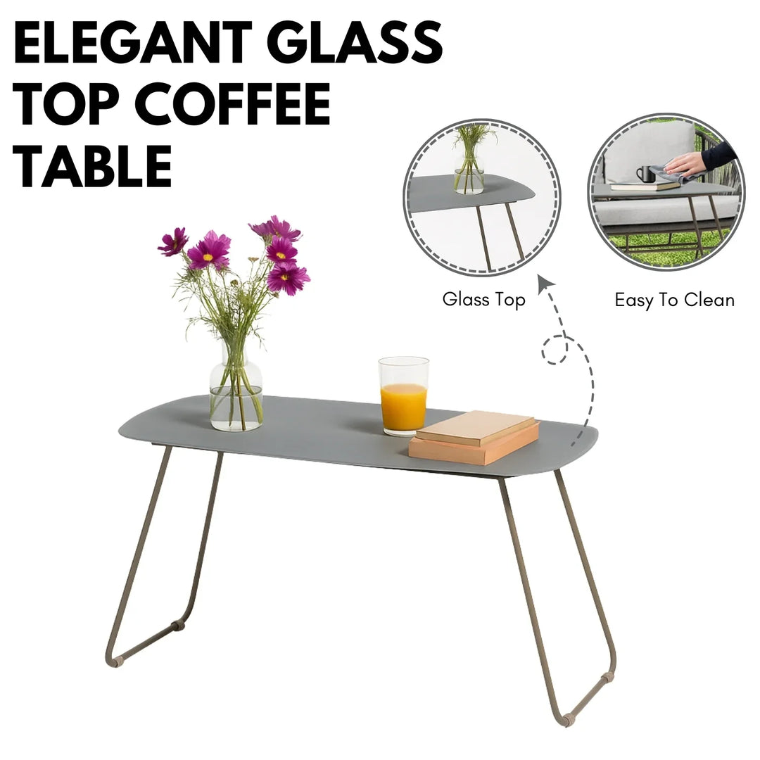 Sawyer Outdoor Rope 4-Piece Patio Sofa Set with Glass Top Tables