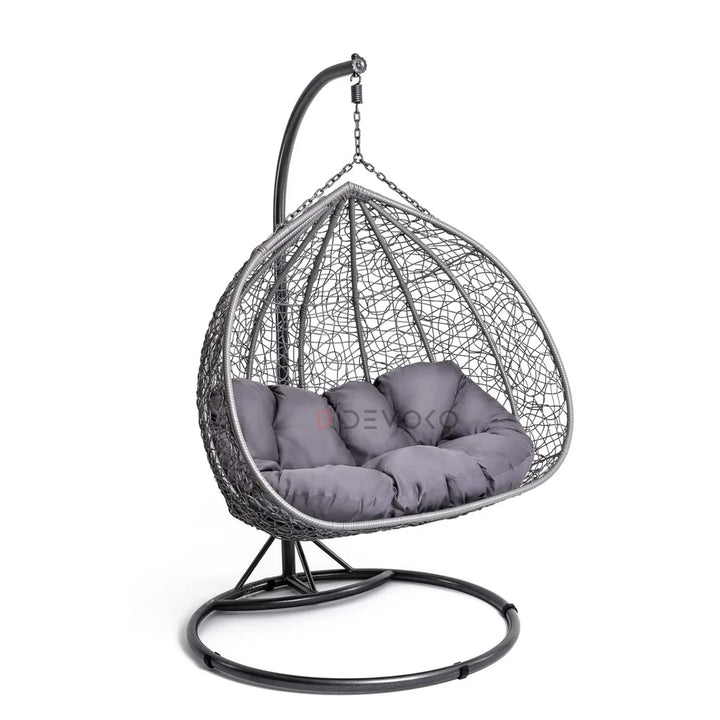 Jiao Double Seater Rattan & Wicker Swing (Grey)