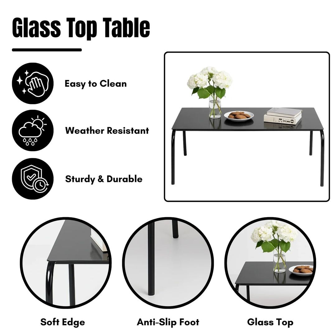 Obeida Outdoor Black Rope L-Shape All Weather Sectional Sofa Set