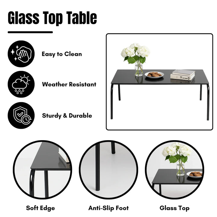 Obeida Outdoor Black Rope L-Shape All Weather Sectional Sofa Set