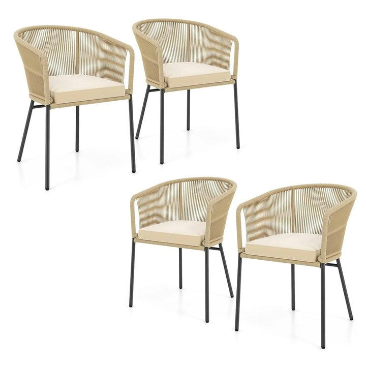 Ruby 4-Piece Outdoor Rope Patio Dining Chairs