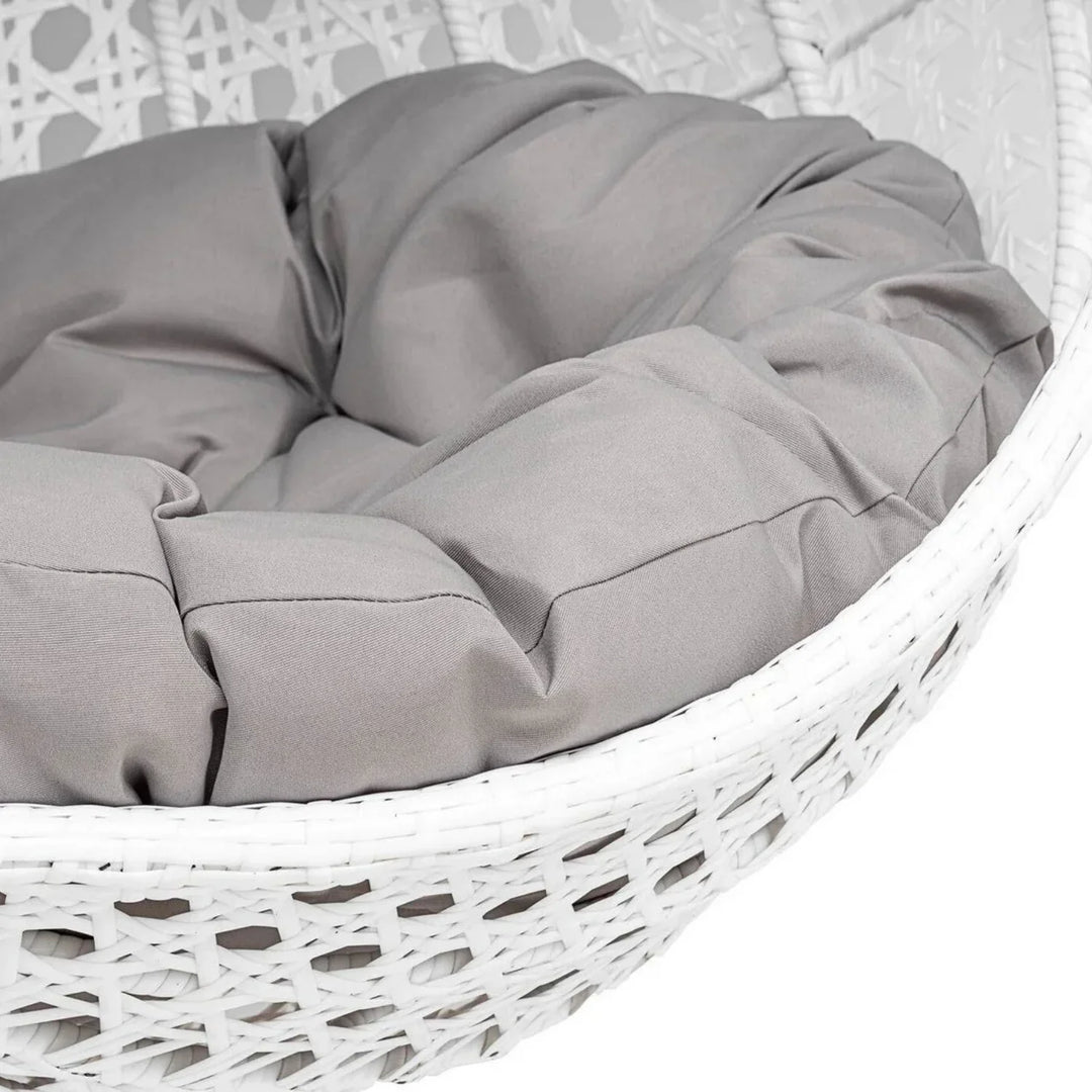 Jin Double Seater Rattan & Wicker Swing (White & Grey)