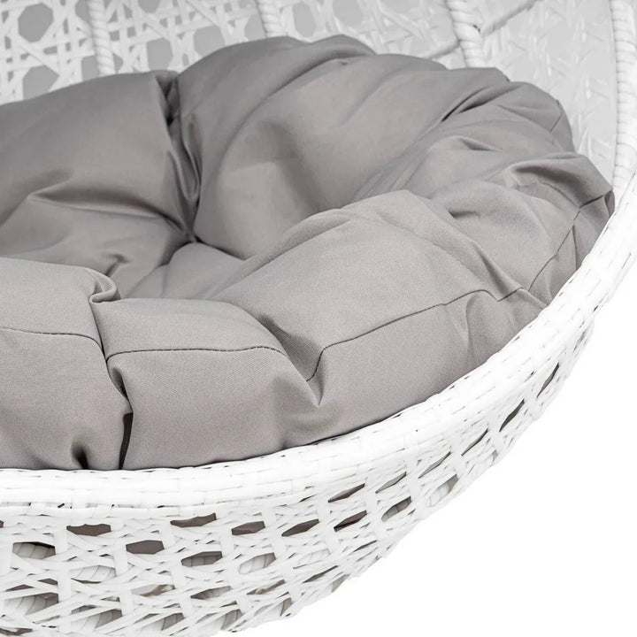 Jin Double Seater Rattan & Wicker Swing (White & Grey)