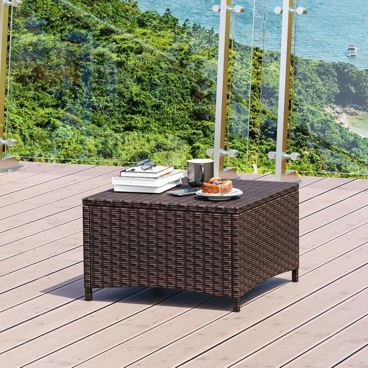 Set of 2 Outdoor Rattan Wicker Ottomans