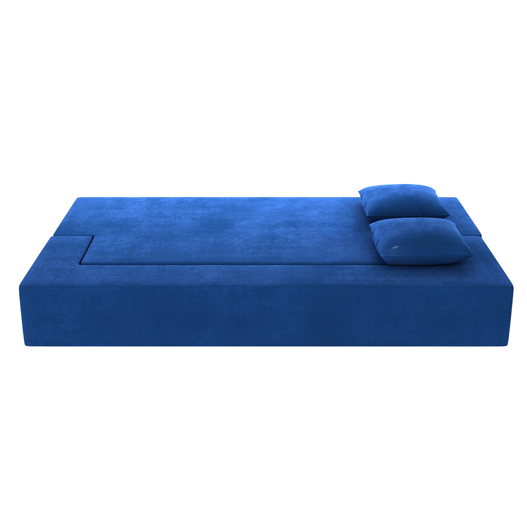 Sanya Premium Velvet 3 Seater Fabric Sofa Cum Bed - Blue