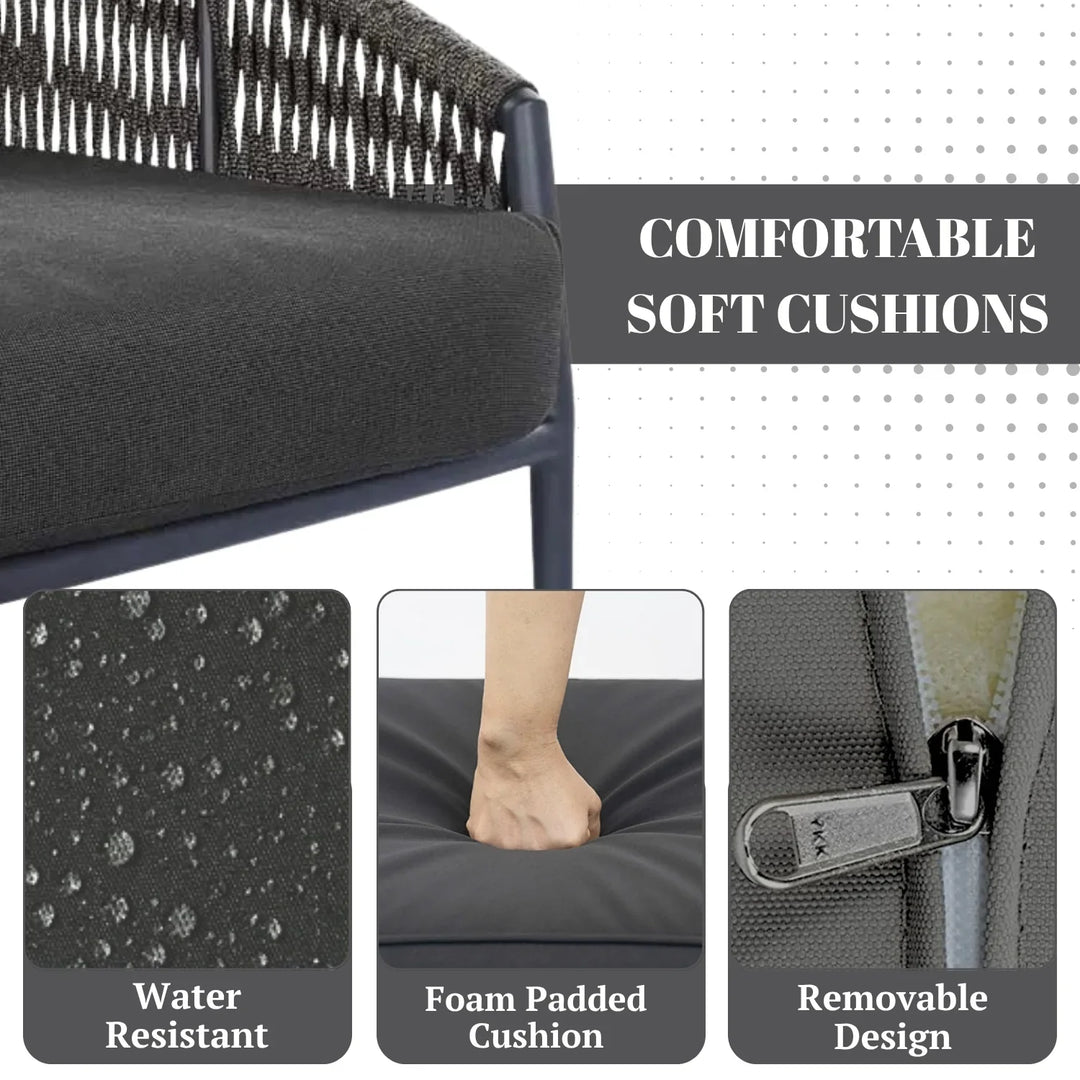 Delphine Outdoor Grey Rope Patio Daybed with Comfortable Dark Grey Cushion