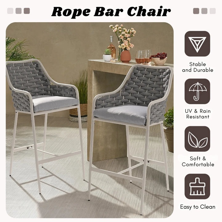 Autumn 2-Piece Outdoor Rope Bar Chairs – Stylish Comfort Built to Last