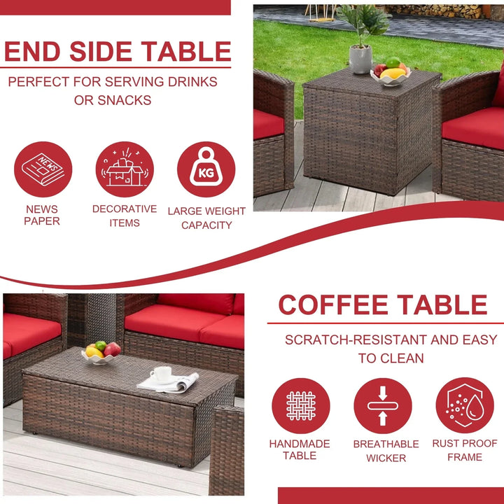 Poorvi Outdoor 7-Seater Wicker Sectional Sofa Set