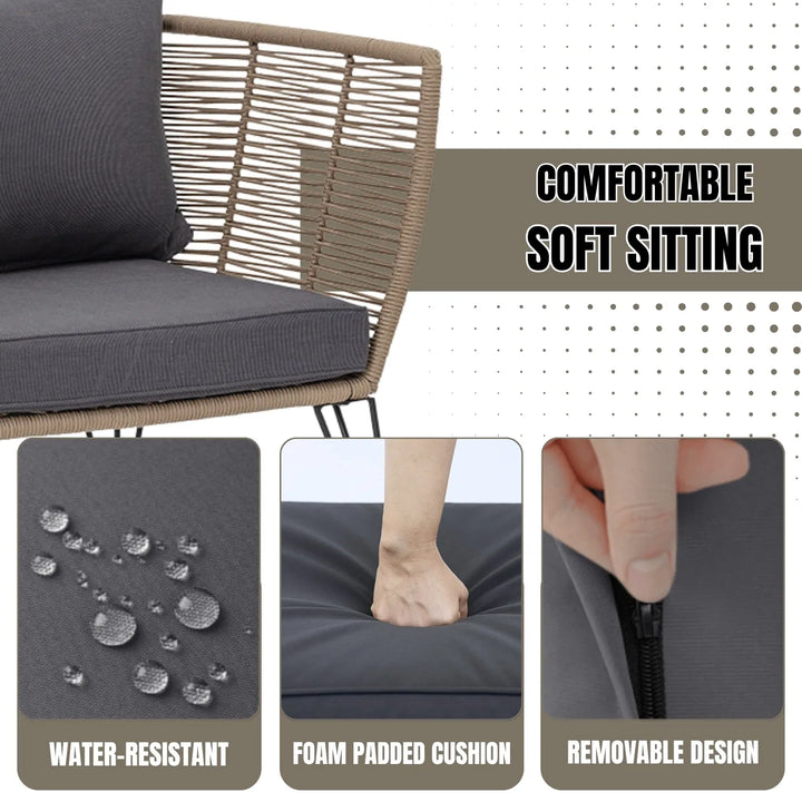 Rahma Outdoor Rope 1 Piece Patio Single Seater Sofa