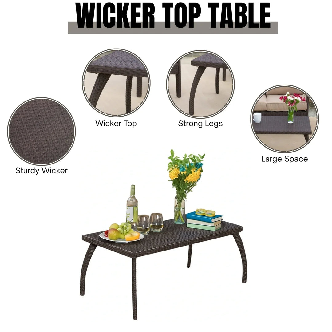 Qiao 4 Pieces Patio Furniture Set, Outdoor Sectional Sofa