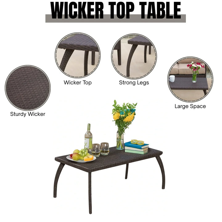 Qiao 4 Pieces Patio Furniture Set, Outdoor Sectional Sofa