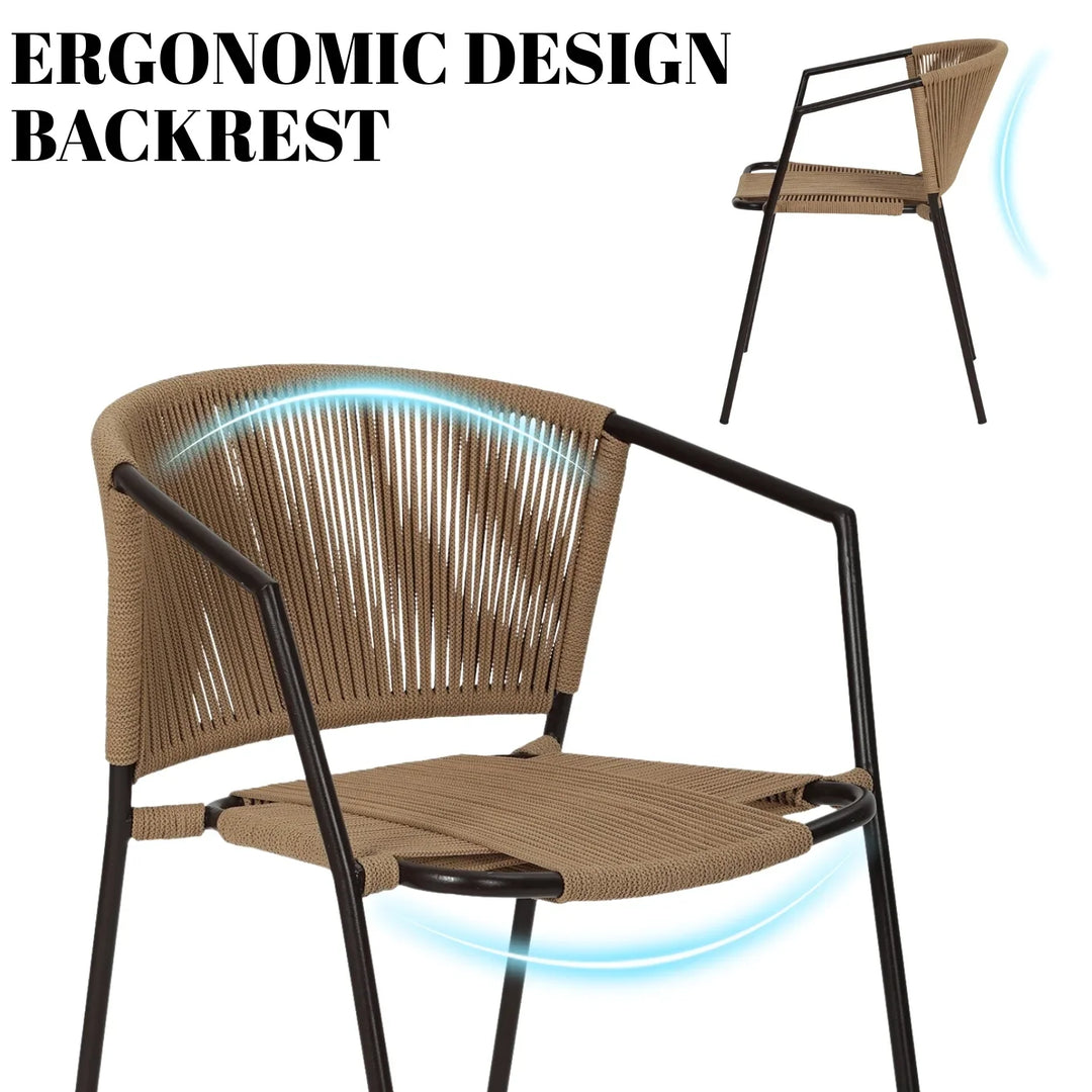 Capri Outdoor Rope 3-Piece Patio Chairs Set (Beige)