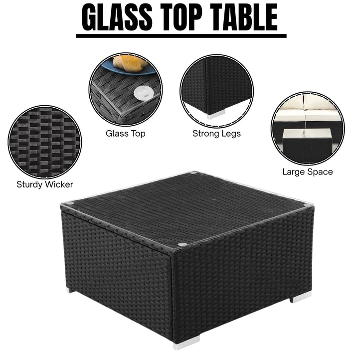 Stefania 6-Piece Outdoor Wicker Sofa Set (Black/Cream)